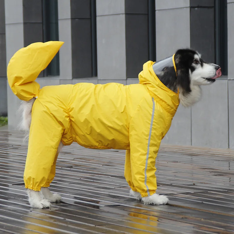 

Dog Raincoat 5 Sizes Available Reflective Strips Waterproof Rain Clothes with Hood Universal Pet Raincoat Functional Rain Jacket