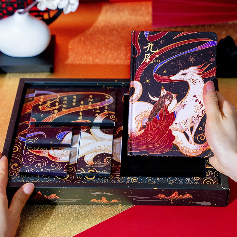 

1set The Style Ancient Chinese Mythology Stationery Gift Box Notebook Sticker Washi Tape Bookmarks Combination Surprise Gift
