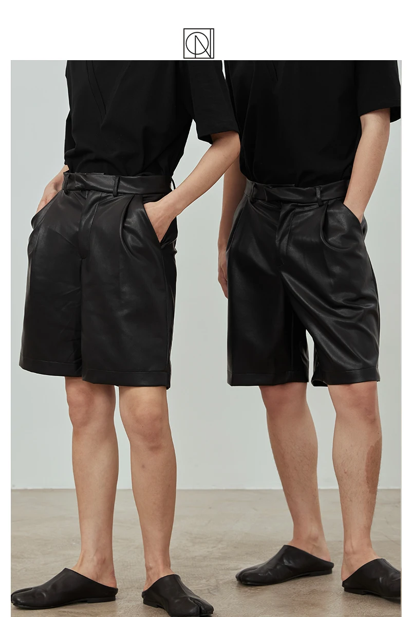 27-46 2021 Men Clothing GD Hair Stylist Catwalk Double Fashion Pleated Pu Baggy Shorts plus size costumes