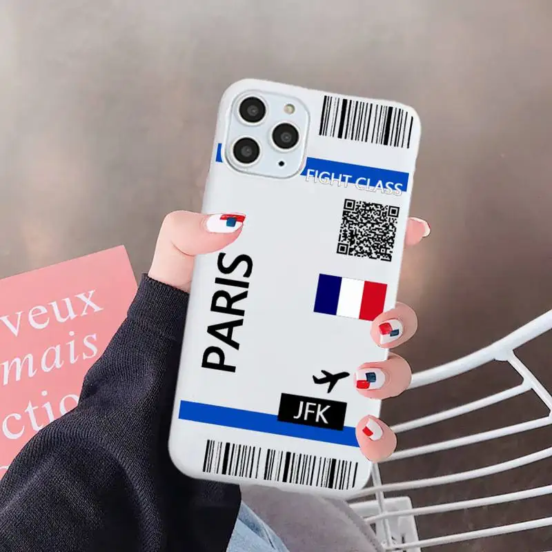 

design FIRST CLASS PLANE TICKET Phone Case Candy Color for iPhone 6 7 8 11 12 s mini pro X XS XR MAX Plus