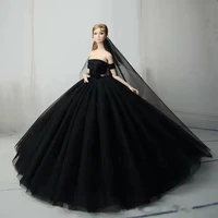 16 bjd clothes classic black off shoulder princess dress for barbie doll clothes wedding gown vestidos 30cm doll accessory toys