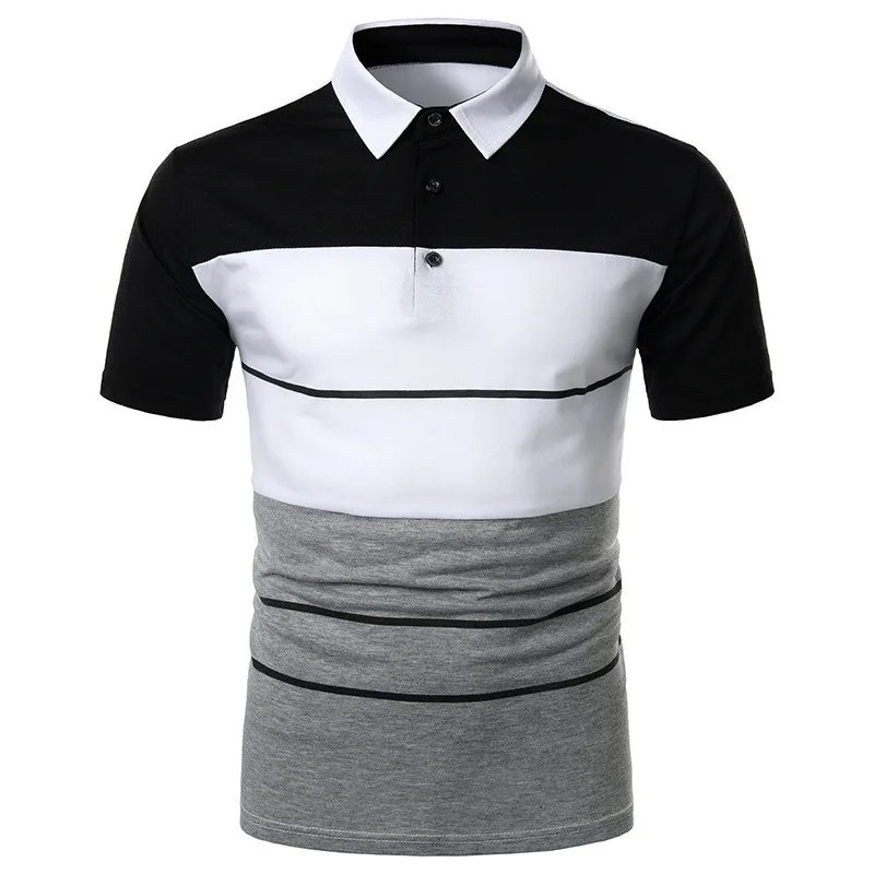

Spring Summer New Polo Shirts Men Short Sleeve Tops Casual Slim Striped Print Cotton Polo Shirts 2020 Fashion Business Poloshirt