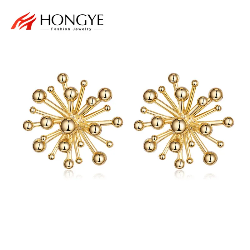 

HONGYE New Statement Earing Fashion Jewelry Fireworks Explosion Design Stud Earrings For Women Daily Party Gift