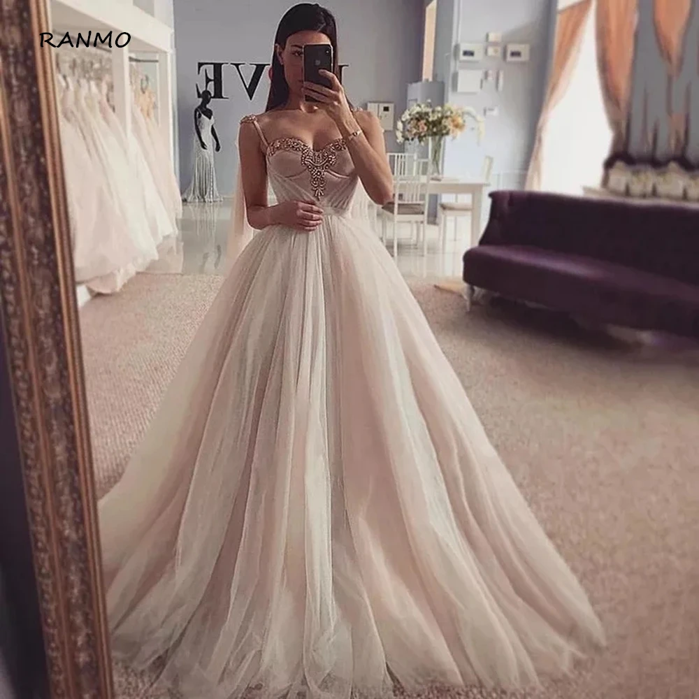 

Sexy Crystals Wedding Dresses Vestidos de Noiva 2021 Princess Bride Dress Church Beach Wedding Gowns Custom Made