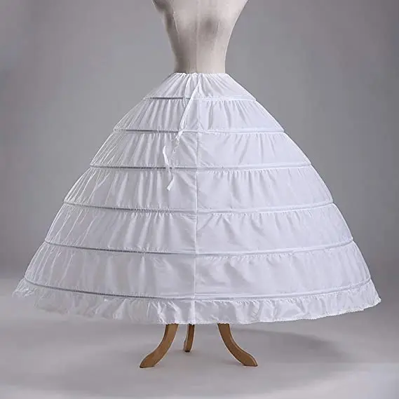 Minifalda de Crinoline para mujer, falda con 6 aros, semideslizante, longitud hasta el suelo, para vestido de boda, vestido de baile