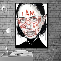 pop street art painting abstract women figure wall painting decoration for living room i am nobody who are you printed posters
