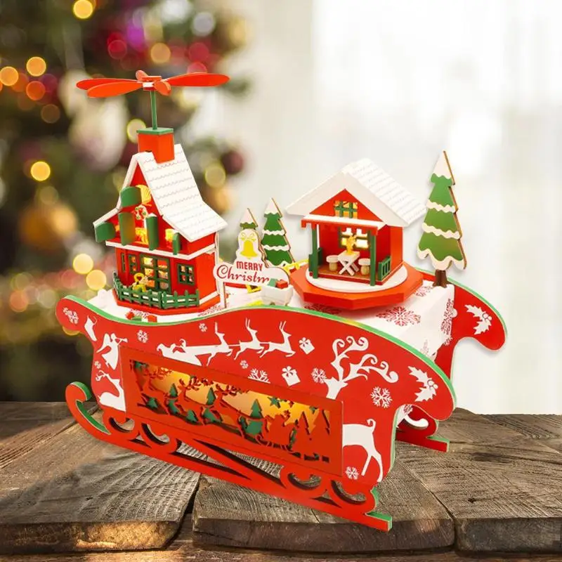 Горячая распродажа Рождественский деревянный кукольный домик DIY Xmas Decoraton сборный