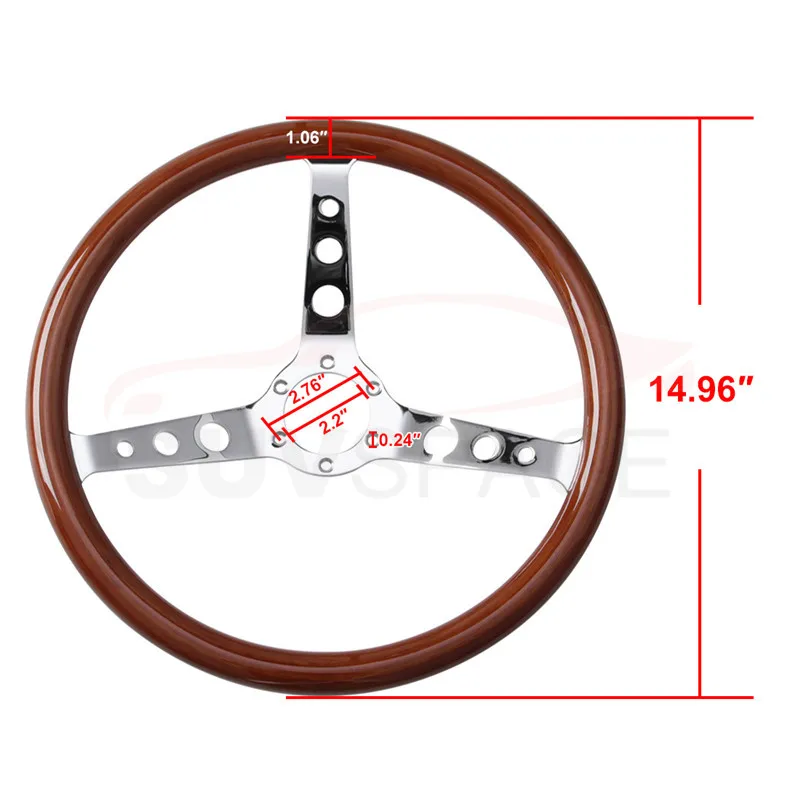 Брендовый Новый 15 дюймов классический спортивный руль деревянный серебристый