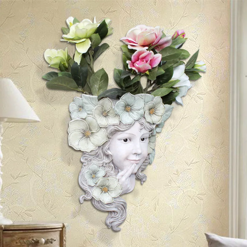 

European flower goddess wall hanging creative household wall flowerpot wall decoration hanging wall decoration pendant sculptu