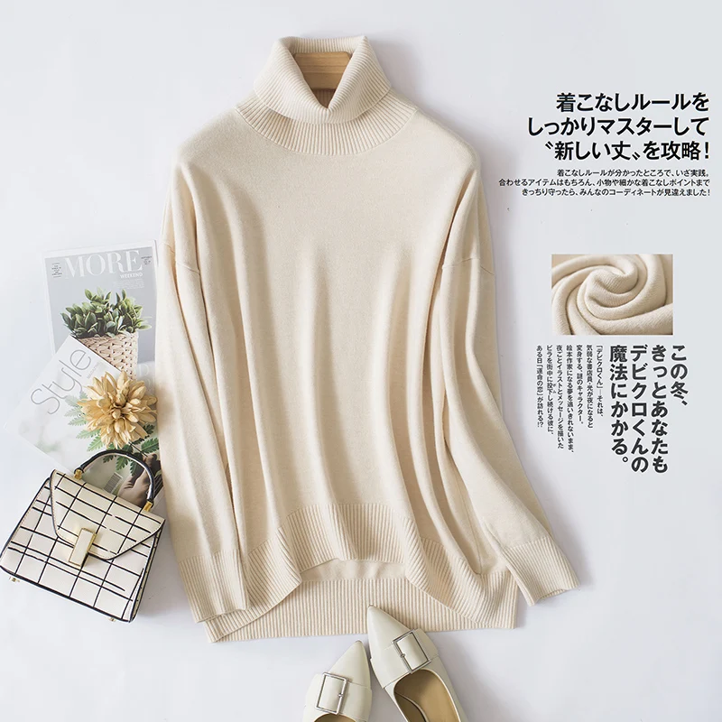 2019 New Fashion Oversize Sweater Winter Loose Pullovers Woman High Collar Knitting Casual Long Sleeve Sweaters Jumpers | Женская одежда
