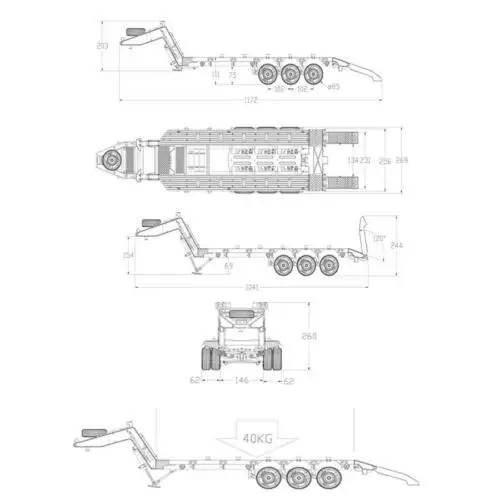 HG 1/12 Металл M747 P806 тяжелое оборудование полуприцепа военная модель транспортного
