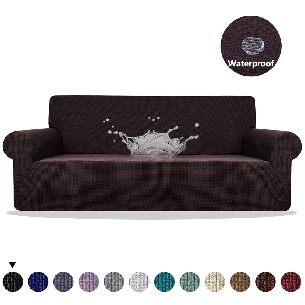 Stretchable Waterproof Sofa Cover Plain Color Elastic Sofa Slipcover for Living Room Couch Cover Furniture Protector Home Decor