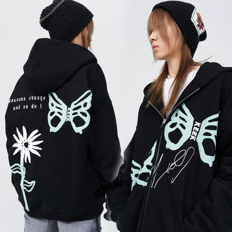 

Женская винтажная Толстовка с длинным рукавом, на молнии, с цветочным принтом