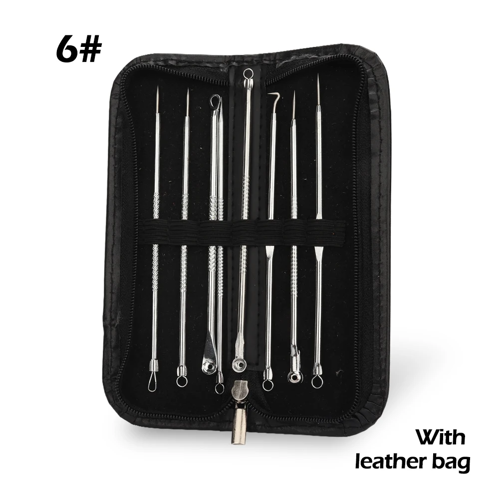 8pcs With leather S 360 градусов Регулируемый профессиональный светодиодный сенсорный экран макияж зеркало светодиодный зеркало для макияжа набор игл для удаления угрей - Цвет: 8pcs With leather S