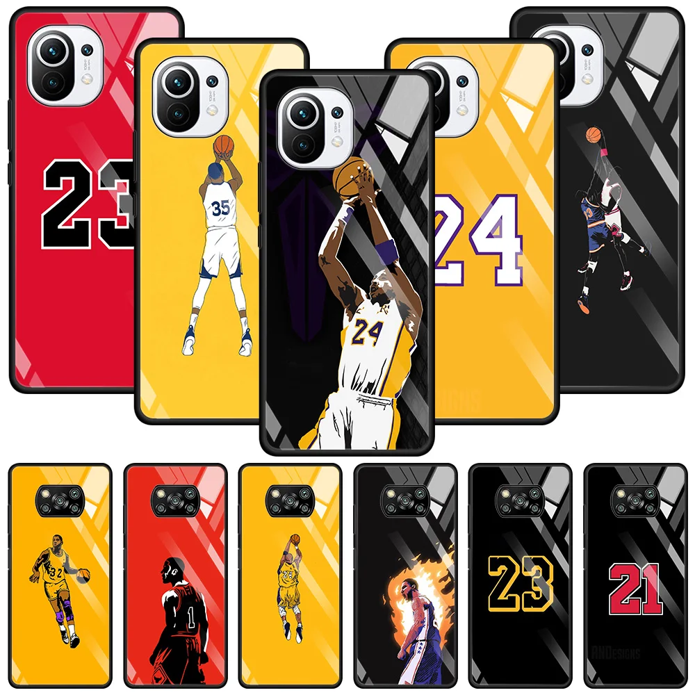 

Tempered Glass Case For Xiaomi Poco X3 NFC X3 M2 F2 Pro MI 11 Ultra 11 10 10T Lite 9T CC9E CC9 Note 10 basketball sport Number