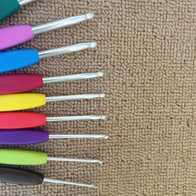 2 ~ 6 мм крючки для вязания крючком Силиконовые спицы с плетеной ручкой 9 шт. в