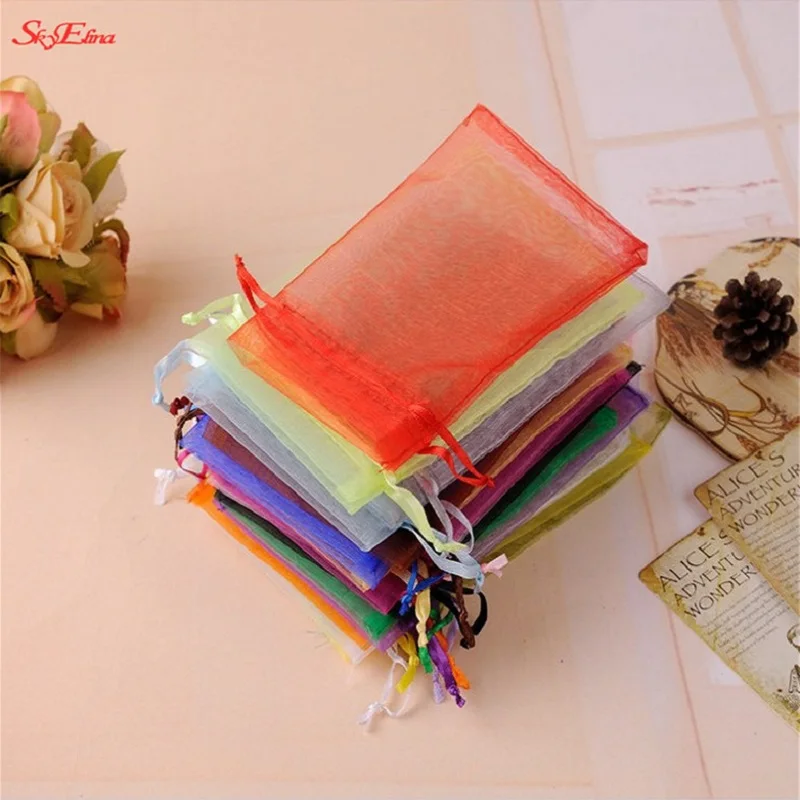 25/50pcs Organza Jewellery Bag Drawstring Gift Bags Storage For Wedding Decoration Candy Packaging Pouch 6z | Дом и сад