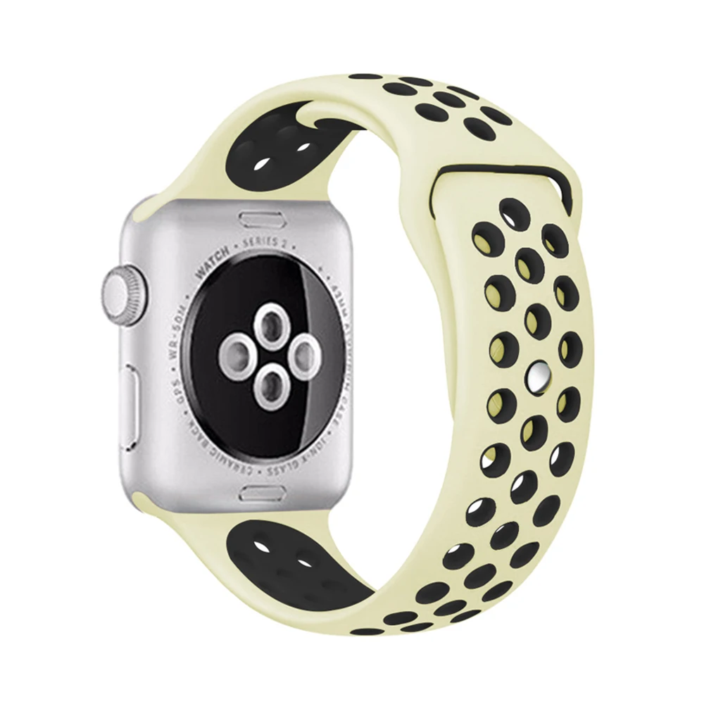 Спортивный силиконовый ремешок для apple watch, 42 мм, 44 мм, 38 мм, 40 мм, браслет для часов iwatch, apple Series 5 - Цвет ремешка: Milk yellow