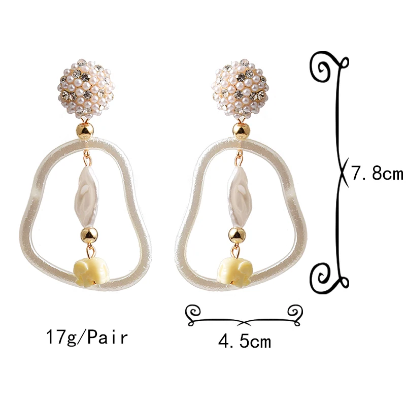 Женские серьги-подвески ручной работы белые массивные серьги геометрической