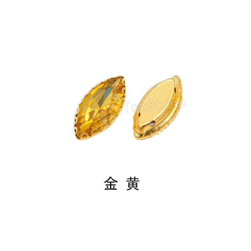 topaz 100 шт стеклянный камень маркиза в Золотой кружевной коготь пришить стразы кристаллическое Украшение «конский глаз» Красочные для изготовления ювелирных изделий - Цвет: topaz