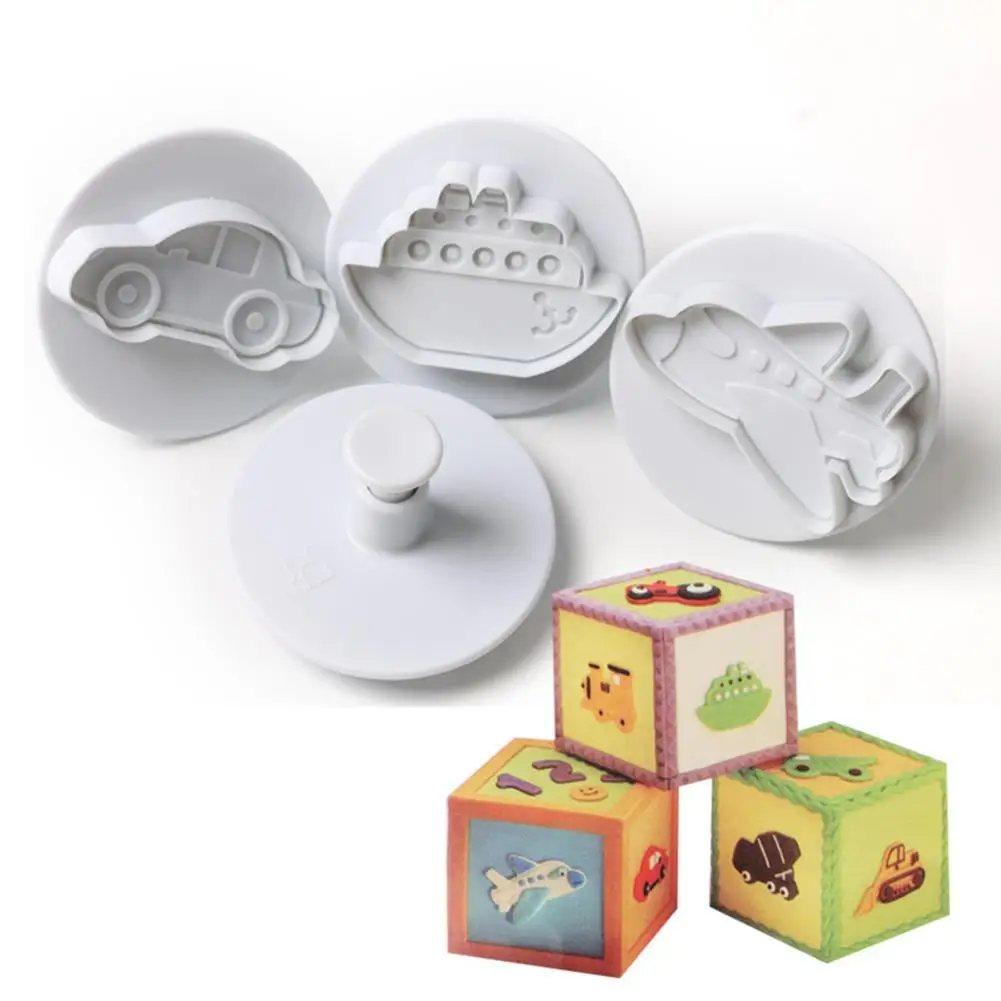 4 шт./компл. самолет автомобиль пароход Форма Пластик бисквит Фондант формы с