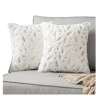 Модный дизайнерский чехол для подушки с золотыми перьями, чехол для домашней наволочки с белым и серым рисунком