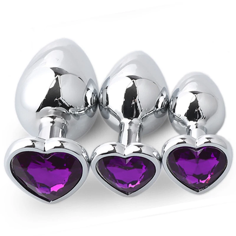 Анальная пробка 3 размера анальная из нержавеющей стали с кристаллами Анальный