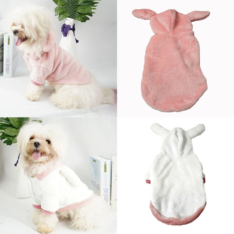 

Pet Cat Clothes Costume Clothes For Pet Hoodies Cute Rabbit Cat Clothing Puppy Fleece Warm Pet Rabbit Ear Jacket Outfit