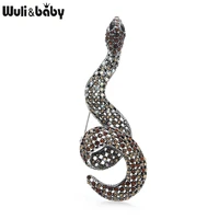 wulibaby vintage rhinestone snake brooches for women men metal snake animal party causal brooch pins gifts