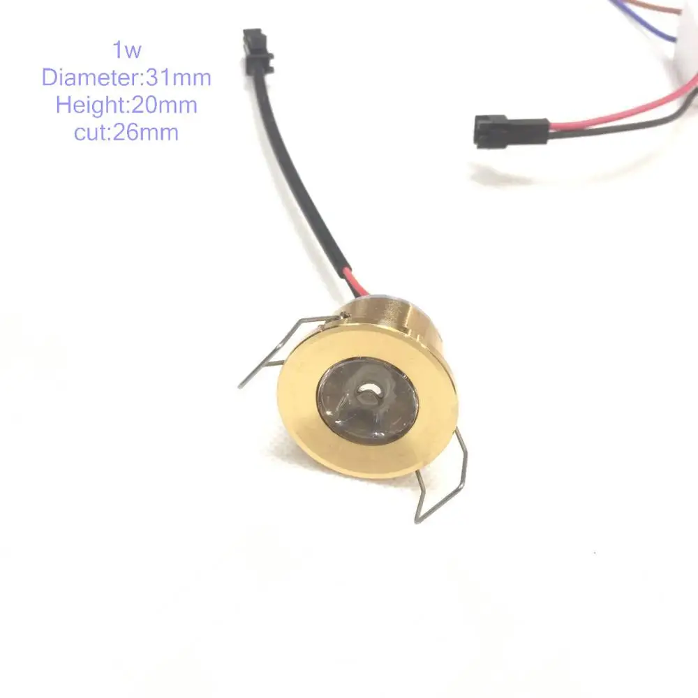5 шт./лот Золотой светодиодный мини светильник для шкафа 1 Вт диаметр 31 мм 12 В