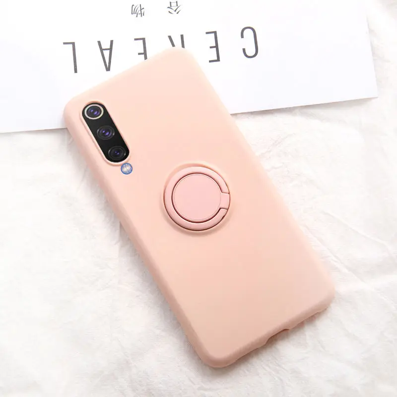 Pink Мягкий силиконовый чехол, чехол для Xiaomi mi 9 SE mi 9 Red mi K20 Pro 9 T, металлическое кольцо-держатель для телефона, силиконовый чехол на Xiaomi mi 9 SE, чехол 9SE - Цвет: Pink