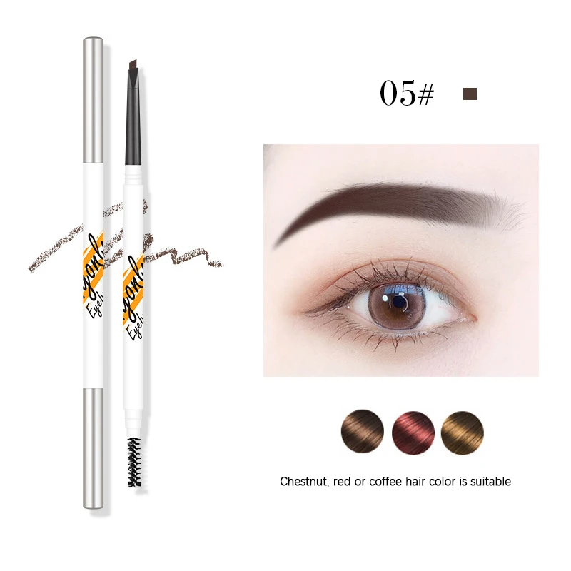 

Triangle Eyebrow Pencil Sweatproof One Stroke to Color Double Ended Eyebrow Pen Natural Makeup Non-fading Brows Cosmetic TSLM1
