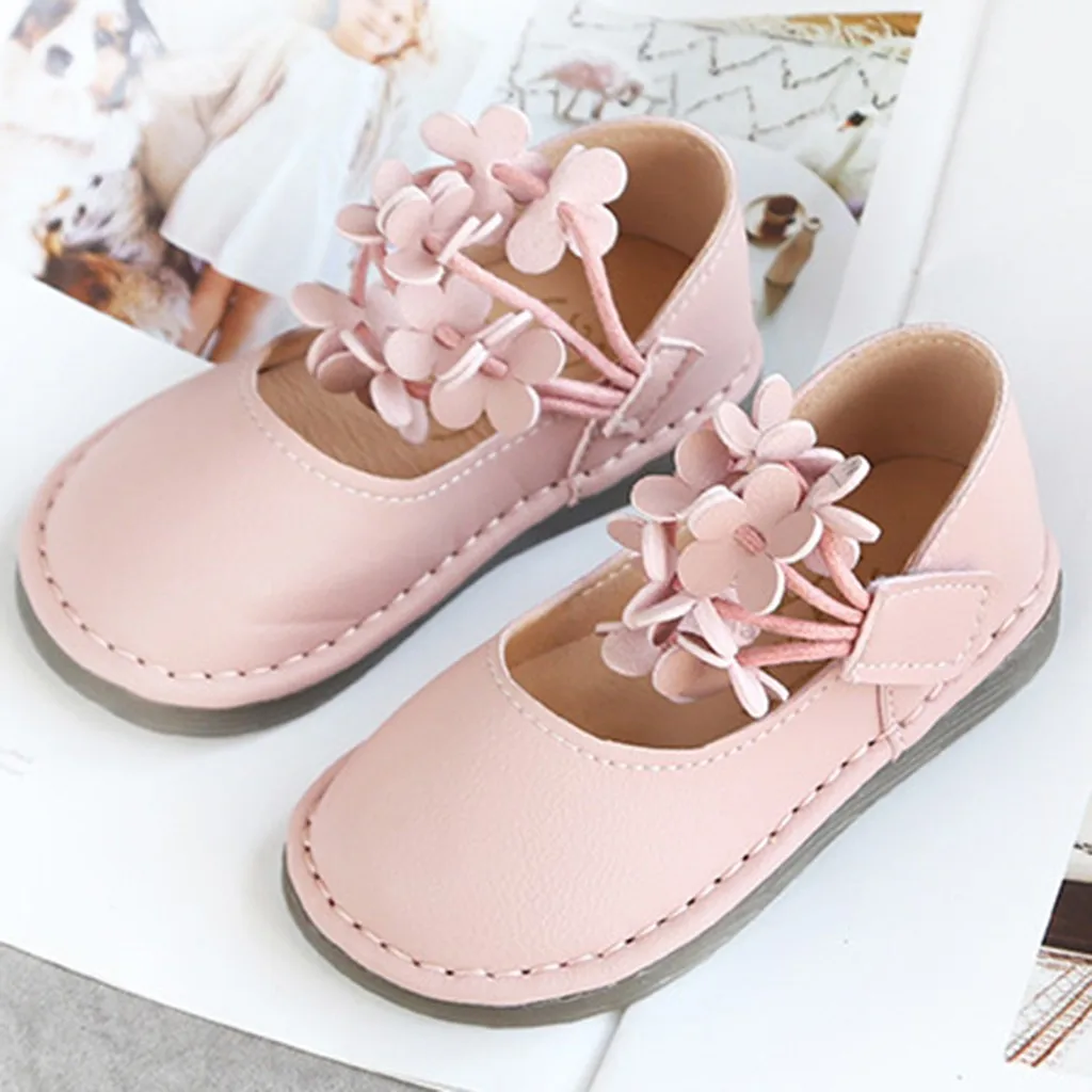 Цветочная обувь для девочек весна осень принцессы из искусственной кожи милая