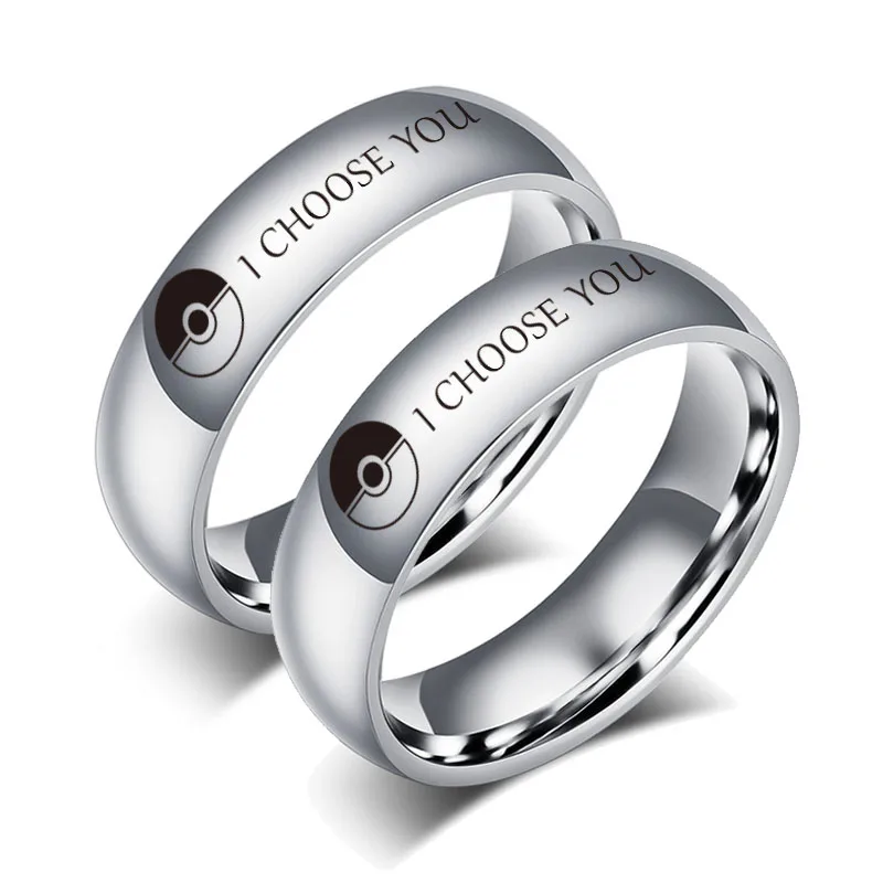 

Fashion Couple Rings I Choose You Stainless Steel Engagement Ring For Him and Her Jewelry, Promise of Pokemon Fans Man Woman Rin
