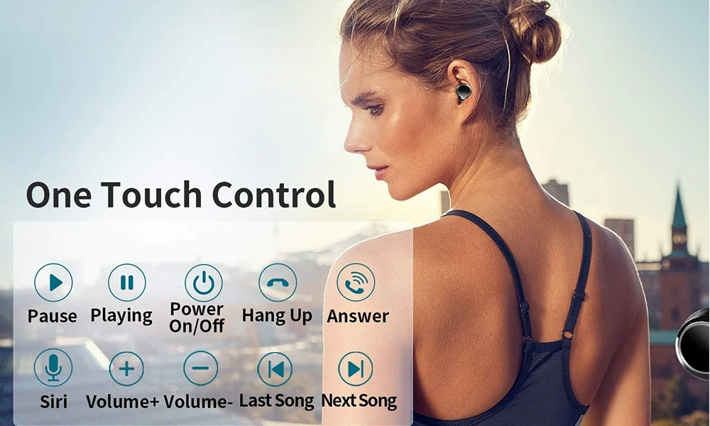 TWS True 5,0 Bluetooth наушники спортивные в уши беспроводные наушники IPX6 водонепроницаемые наушники для телефона с 6500 мАч зарядный чехол