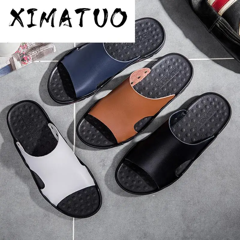 Брендовые летние мужские шлепанцы Сандалии на плоской подошве Повседневные