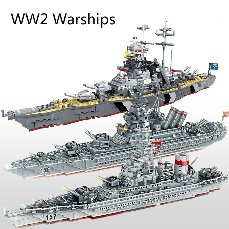 WW2 военные корабли серии строительных блоков Модель броненосца военное оружие