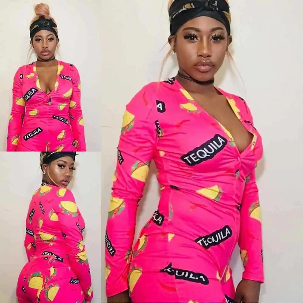

Sexy Women Bodysuit Long Sleeve Deep V Neck Bodycon Stretch Leotard Crop Top Button Romper Pajamas Women Jumpsuit Overalls