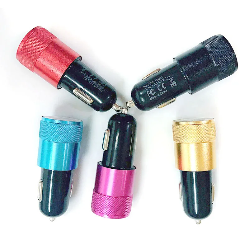 100 шт. автомобильное зарядное устройство мини для автомобиля с двумя портами USB