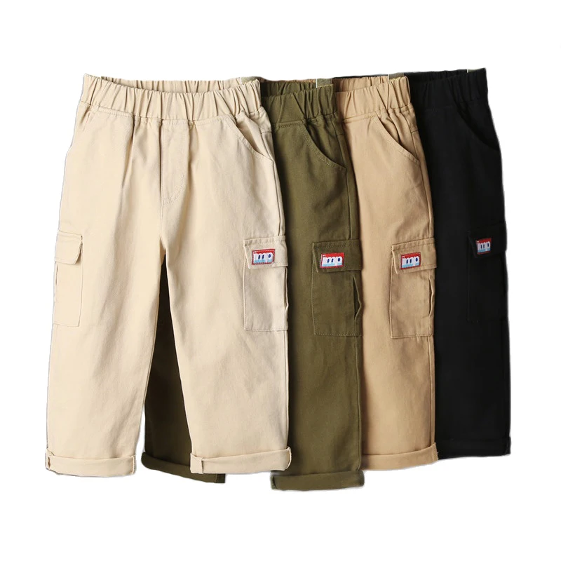 

Boys Casual Pants 3-12 Years Kids Clothing Cotton Spring Autumn Solid Color Overalls Children Clothing Sport Long Trousers