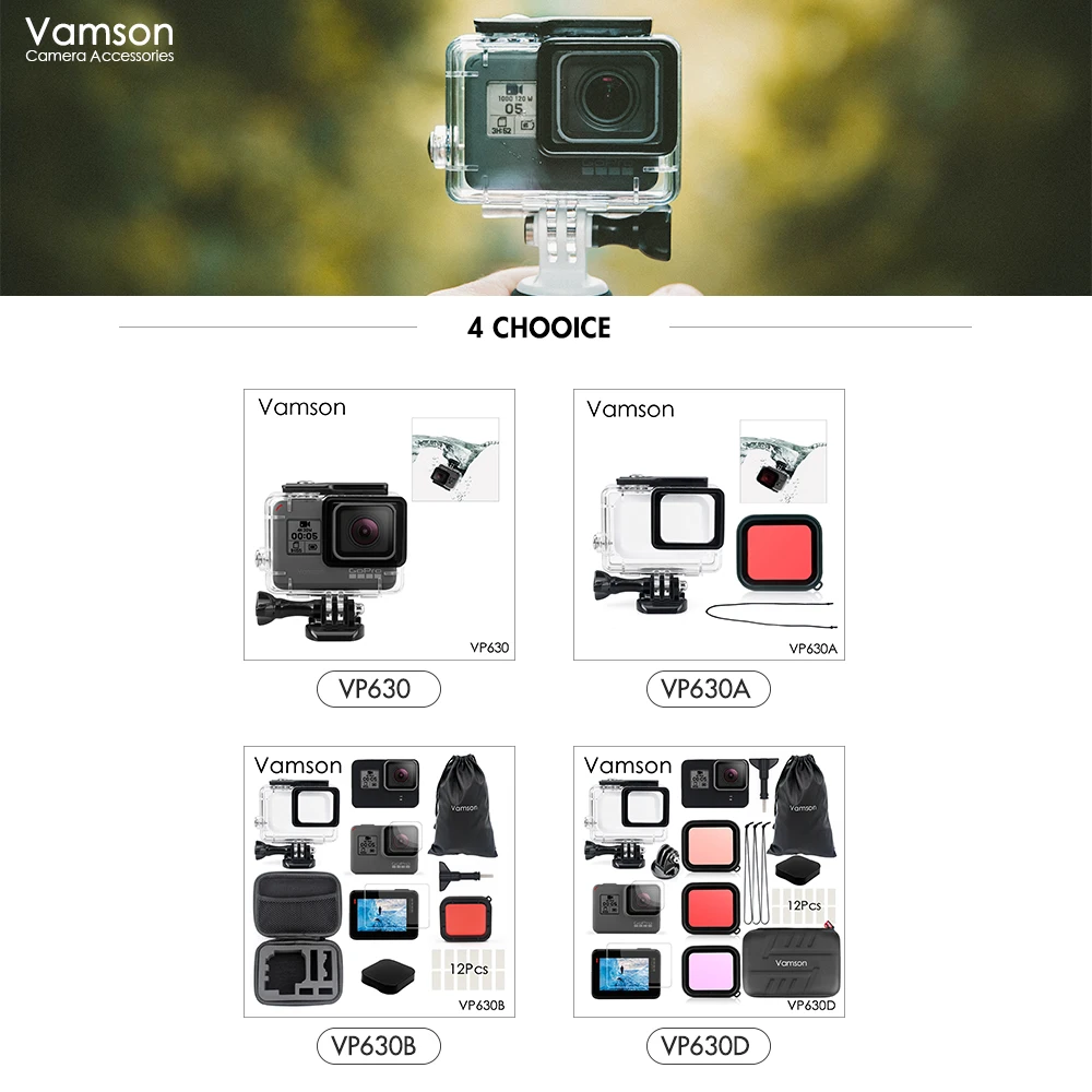 Vamson для Gopro Hero 7 6 5 Аксессуары Водонепроницаемый защитный корпус чехол для дайвинга 45 м защитный для Gopro Hero 6 5 камера VP630