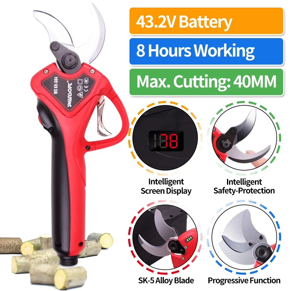 

43.2V 40mm battery pruning shears garden pruner electric scissors electric pruning electric secateurs electric hedge trimmer