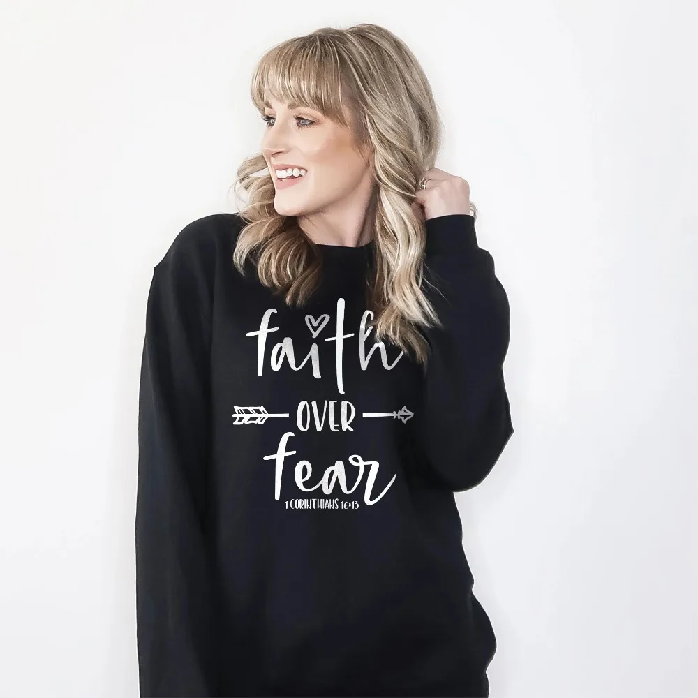 Faith Over Fear кофты христианской вере может свернуть горы женская одежда