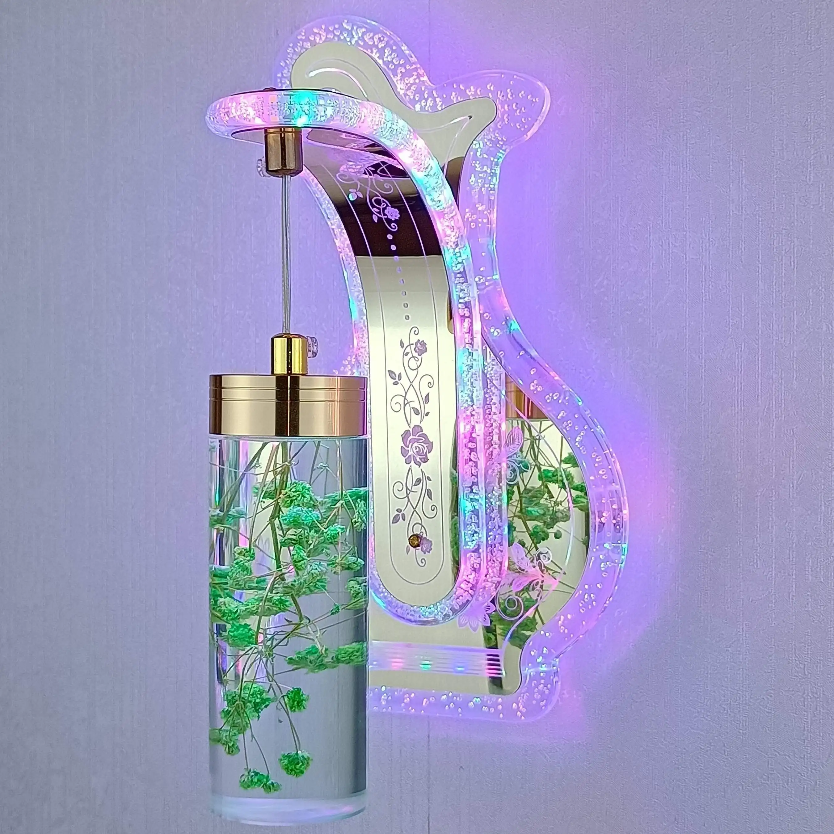 

Bedside Living Room Corridor Staircase Simple Postmodern Light Luxury Real Flower Crystal Nordic Background Wall Lamp