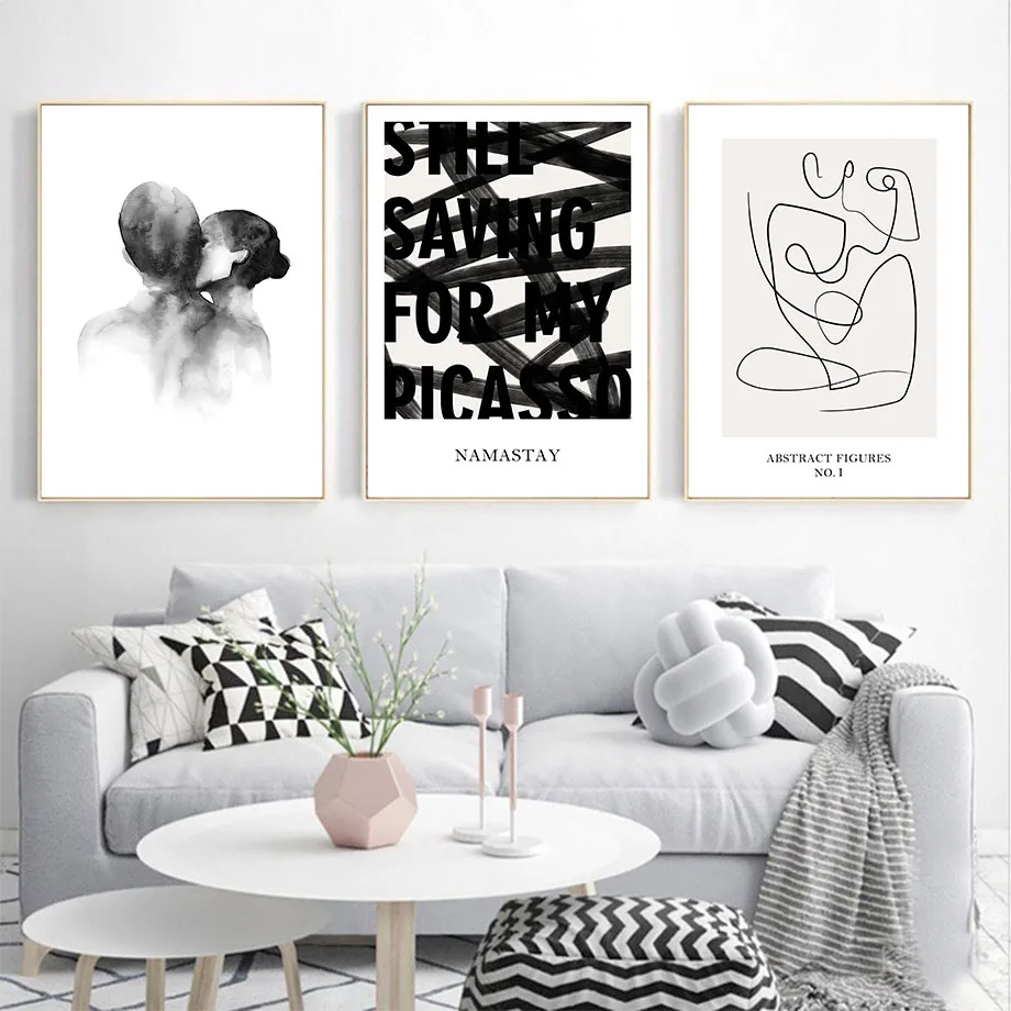 Абстрактные Фигурки изнутри искусство типографии ручная роспись на стену