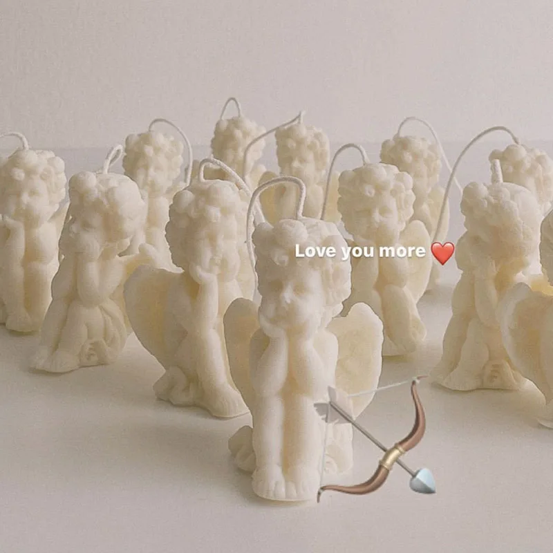 

1pcs Photo Props Handmade Cute Cheek Angel Smokeless Candle Wick Scented Candle Little Angel Baby Shape Wedding Decoration Party
