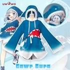 UWOWO Hololive ENG Gawr Gura, костюм для косплея, шляпа акулы, костюм HololiveEN, аниме костюмы для девочек, женские милые синие боди, Акула