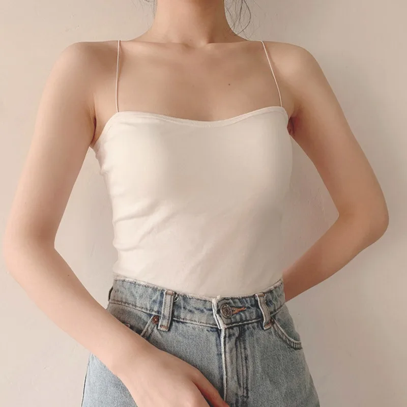 

Women Sling Tank Top Sexy Bra Top Breathable Chest Pad Wearing Underwear Thin Strap Beautiful Back Tube Top
