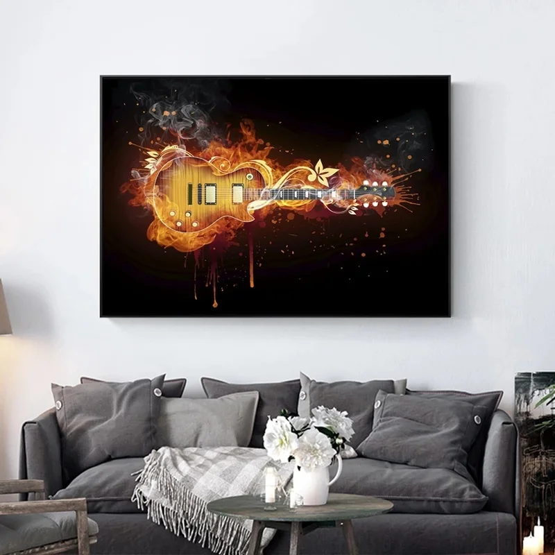 Электрическая гитара холст картина печать на современной абстрактной гитаре