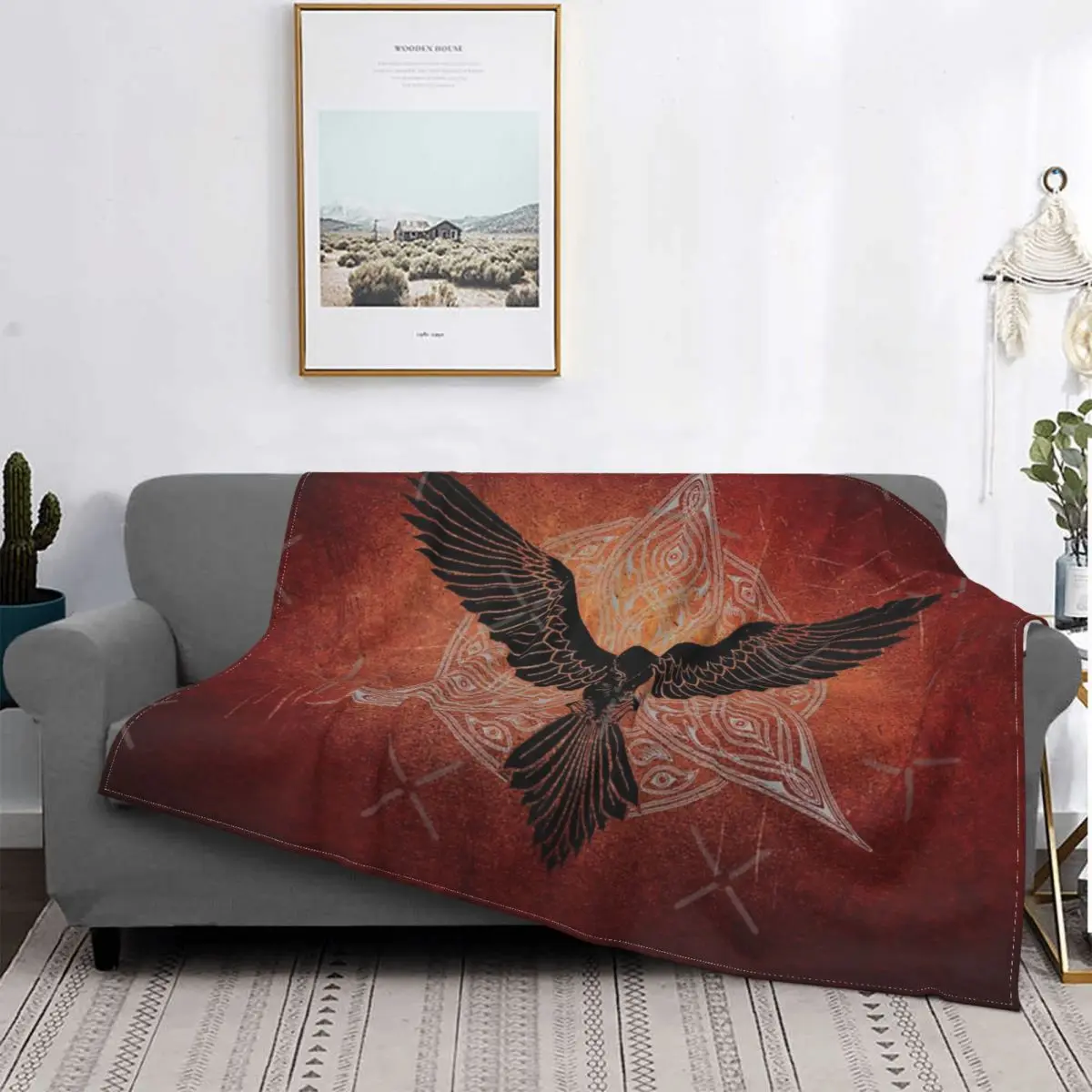 

Manta de cuervo, colcha de cama, ropa de cama a cuadros, manta de toalla a cuadros de Anime, colcha en la cama